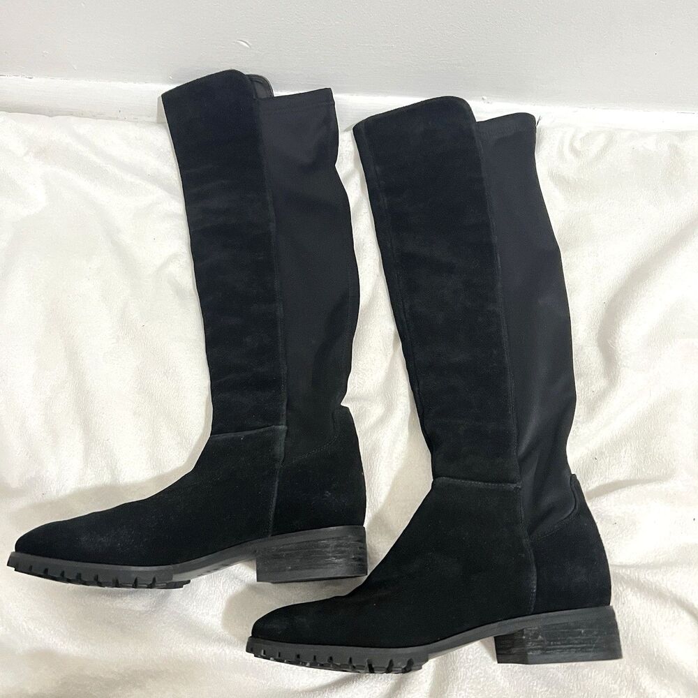 Blondo Tall Boots Womens 6.5 Black Leather Waterproof Over The Knee Riding Suede
